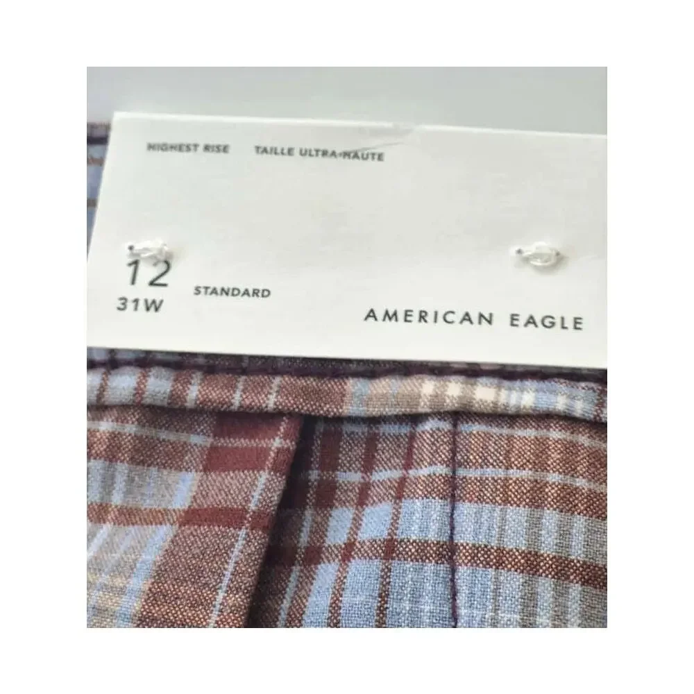 American Eagle Womens Skirt Sz 12 Plaid Schoolgirl Y2K Pleated Brown Mini NWT